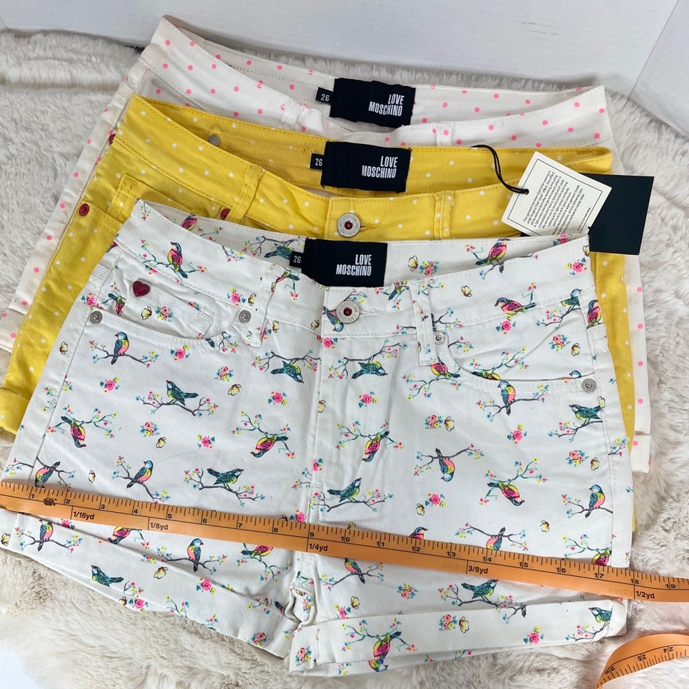 Moschino Women's Bird Print Jean Shorts - White